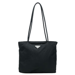 プラダ 三角ロゴプレート トートバッグ ショルダーバッグ ブラック ナイロン レディース PRADA 【中古】