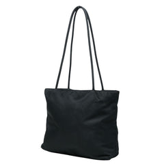 プラダ 三角ロゴプレート トートバッグ ショルダーバッグ ブラック ナイロン レディース PRADA 【中古】