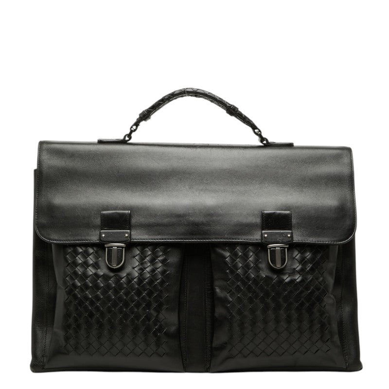 ボッテガヴェネタ イントレチャート ブリーフケース ビジネスバッグ 155172 ブラック レザー メンズ BOTTEGAVENETA 【中古】