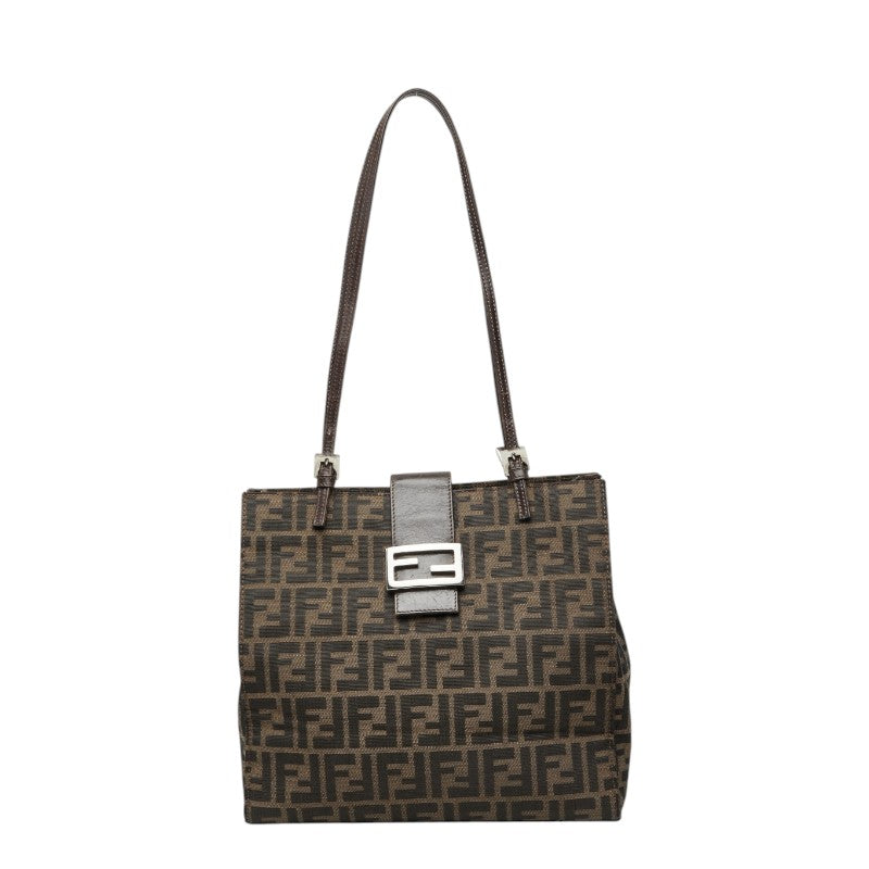 フェンディ ズッカ トートバッグ ショルダーバッグ 0915808 ブラウン キャンバス レザー レディース FENDI 中古