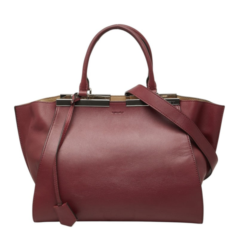 フェンディ トロワジュール ハンドバッグ ショルダーバッグ 2WAY 8BH279-Z6N ワインレッド系 レザー レディース FENDI 中古
