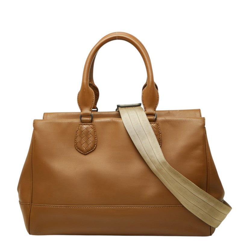 ボッテガヴェネタ イントレチャート ハンドバッグ ショルダーバッグ 2WAY ブラウン レザー レディース BOTTEGAVENETA 中古