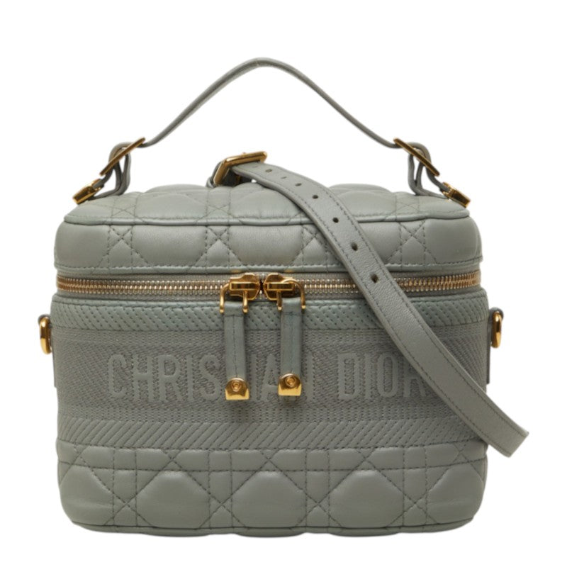 ディオール カナージュ トラベル スモール バニティ バニティバッグ ショルダーバッグ 2way グレー レザー レディース Dior 中古