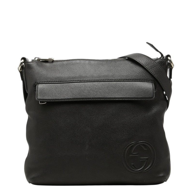 グッチ インターロッキングG 斜め掛け ショルダーバッグ 322059 ブラック レザー レディース GUCCI 中古