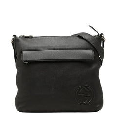 グッチ インターロッキングG 斜め掛け ショルダーバッグ 322059 ブラック レザー レディース GUCCI 中古