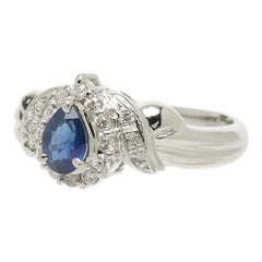 サファイア ダイヤモンド Pt900 プラチナ サファイア0.40ct ダイヤ0.20ct ペアーシェイプモチーフ リング 指輪 レディース 10.5号 【中古】