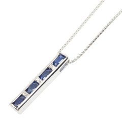サファイア ダイヤモンド K18WG ホワイトゴールド サファイア0.90ct ダイヤ0.06ct ペンダント ネックレス レディース 【中古】