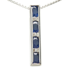 サファイア ダイヤモンド K18WG ホワイトゴールド サファイア0.90ct ダイヤ0.06ct ペンダント ネックレス レディース 【中古】