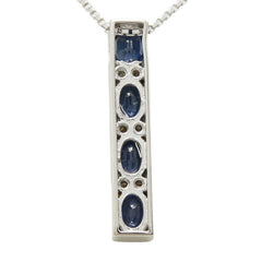 サファイア ダイヤモンド K18WG ホワイトゴールド サファイア0.90ct ダイヤ0.06ct ペンダント ネックレス レディース 【中古】