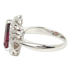 ロードライトガーネット ダイヤモンド Pt900 プラチナ ロードライトガーネット4.19ct ダイヤ0.26ct ペアーシェイプモチーフ しずく 雫 リング 指輪 レディース 13.5号 【中古】