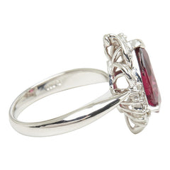 ロードライトガーネット ダイヤモンド Pt900 プラチナ ロードライトガーネット4.19ct ダイヤ0.26ct ペアーシェイプモチーフ しずく 雫 リング 指輪 レディース 13.5号 【中古】