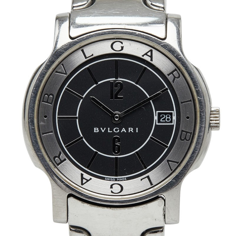 ブルガリ ソロテンポ 腕時計 ST35S クオーツ ブラック文字盤 ステンレススチール メンズ BVLGARI 【中古】