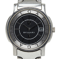 ブルガリ ソロテンポ 腕時計 ST35S クオーツ ブラック文字盤 ステンレススチール メンズ BVLGARI 【中古】