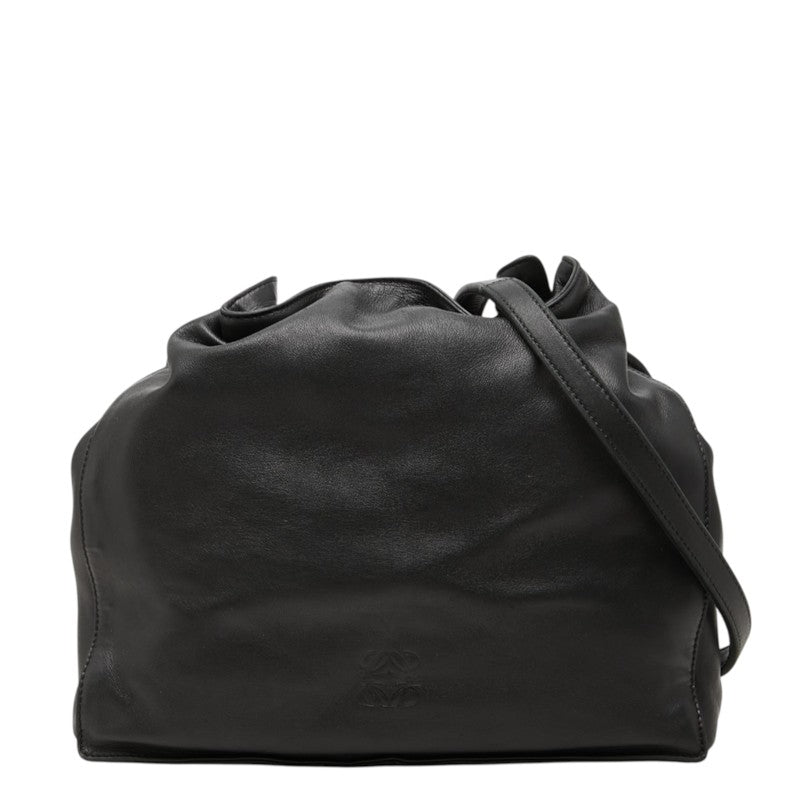 ロエベ アナグラム フラメンコ 斜め掛け ショルダーバッグ ブラック レザー レディース LOEWE 中古