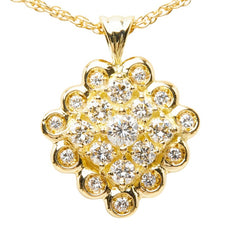 ダイヤモンド K18YG イエローゴールド ダイヤ1.00ct フラワーモチーフ ペンダント ネックレス レディース 中古