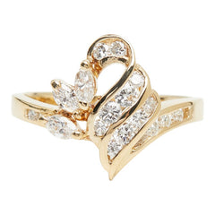 ダイヤモンド K18YG イエローゴールド ダイヤ0.50ct 田中貴金属 GINZA TANAKA ファッションリング リーフモチーフ リング 指輪 レディース 12号 中古