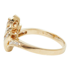 ダイヤモンド K18YG イエローゴールド ダイヤ0.50ct 田中貴金属 GINZA TANAKA ファッションリング リーフモチーフ リング 指輪 レディース 12号 中古