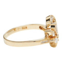 ダイヤモンド K18YG イエローゴールド ダイヤ0.50ct 田中貴金属 GINZA TANAKA ファッションリング リーフモチーフ リング 指輪 レディース 12号 中古