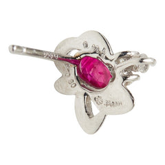 Pt850 プラチナ ルビー ダイヤモンド ルビー0.60ct ダイヤ0.08ct フラワーモチーフ ピアス レディース 【中古】