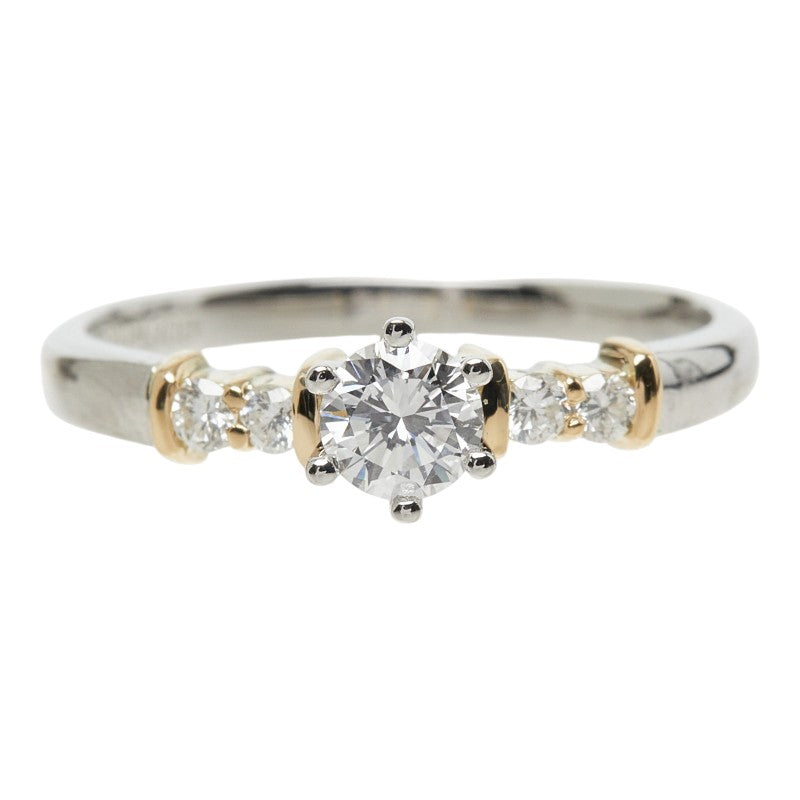 セイコー ダイヤモンド Pt900 プラチナ K18YG イエローゴールド ダイヤ0.25ct ダイヤ0.10ct エンゲージリング リング 指輪 レディース SEIKO 10号 中古