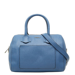 フルラ アルバ サッチェル S ハンドバッグ ショルダーバッグ 2way F7592 ブルー レザー レディース Furla 中古