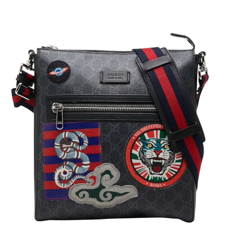グッチ クーリエ GGスプリーム ショルダーバッグ メッセンジャーバッグ 4741137 グレー PVC レザー メンズ GUCCI 中古