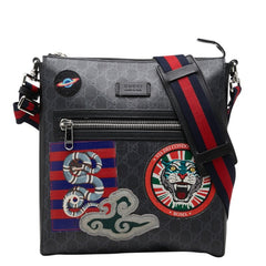 グッチ クーリエ GGスプリーム ショルダーバッグ メッセンジャーバッグ 4741137 グレー PVC レザー メンズ GUCCI 中古