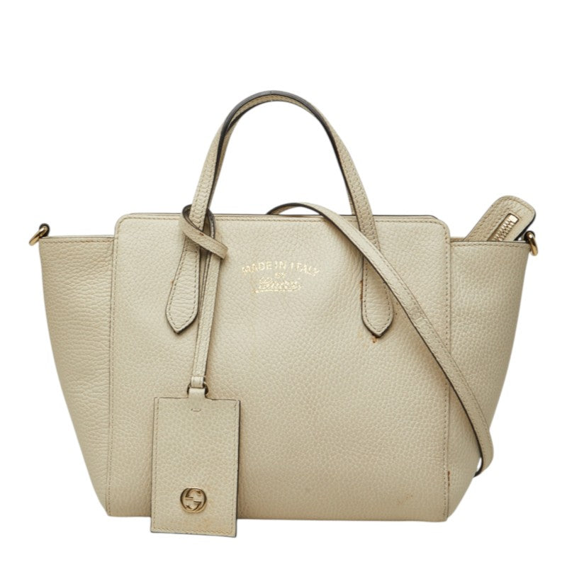 グッチ スウィング ミニ ハンドバッグ ショルダーバッグ 2WAY 368827 アイボリー レザー レディース GUCCI 中古