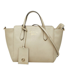 グッチ スウィング ミニ ハンドバッグ ショルダーバッグ 2WAY 368827 アイボリー レザー レディース GUCCI 中古