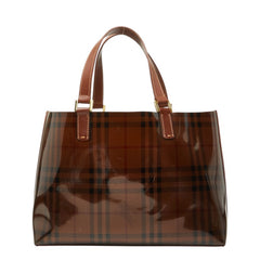 バーバリー ノバチェック ビニールトートバッグ ブラウン PVC レザー レディース BURBERRY 中古