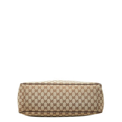 グッチ GGキャンバス トートバッグ ハンドバッグ 153033 ベージュ ブラウン キャンバス レザー レディース GUCCI 中古