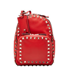 ヴァレンチノ ロックスタッズ リュック・デイパック レッド レザー レディース Valentino 中古