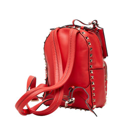 ヴァレンチノ ロックスタッズ リュック・デイパック レッド レザー レディース Valentino 中古