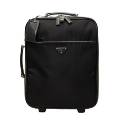 プラダ テスート キャリーバッグ スーツケース トラベルバッグ ブラック ナイロン レザー ユニセックス PRADA 中古