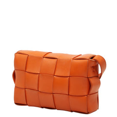 ボッテガヴェネタ マキシイントレチャート カセット 斜め掛け ショルダーバッグ オレンジ レザー レディース BOTTEGAVENETA 中古