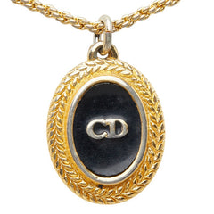 ディオール CDロゴ チェーン ネックレス ゴールド ブラック メッキ レディース Dior 【中古】