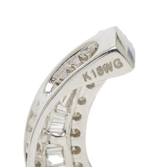 ダイヤモンド K18WG ホワイトゴールド ダイヤ0.50ct ムーンモチーフ 月 オーバル ペンダントトップ ネックレス レディース 【中古】