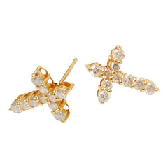 K18YG イエローゴールド ダイヤモンド ダイヤ1.00ct クロスモチーフ ピアス レディース 【中古】