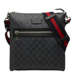 グッチ GGスプリーム 斜め掛け ショルダーバッグ 474137 グレー PVC レザー レディース GUCCI 【中古】