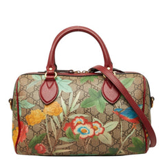 グッチ GGスプリーム ティアン ハンドバッグ ショルダーバッグ 2WAY 409529 ベージュ レッド PVC レザー レディース GUCCI 【中古】