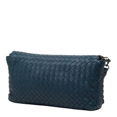 ボッテガヴェネタ イントレチャート 斜め掛け ショルダーバッグ ネイビー レザー レディース BOTTEGAVENETA 【中古】