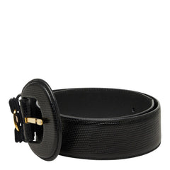サルヴァトーレフェラガモ ヴァラ リボン 型押し ベルト サイズ 70 ブラック レザー メッキ レディース Salvatore Ferragamo 【中古】
