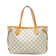 ルイ ヴィトン ダミエ アズール ネヴァーフルPM トートバッグ ハンドバッグ N51110 ホワイト PVC レザー レディース LOUIS VUITTON 中古