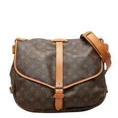 ルイ ヴィトン モノグラム ソミュール35 斜め掛け ショルダーバッグ M42254 ブラウン PVC レザー レディース LOUIS VUITTON 中古