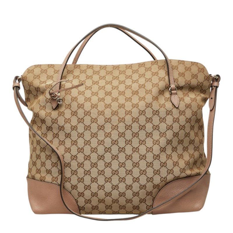 グッチ GGキャンバス ハンドバッグ ショルダーバッグ 2WAY ベージュ ピンク キャンバス レザー レディース GUCCI 【中古】