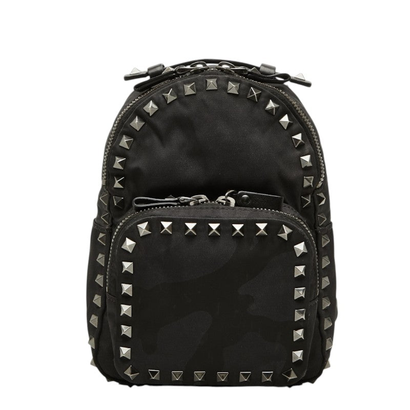 ヴァレンチノ ロックスタッズ カモフラージュ 迷彩 リュック バックパック ブラック系 レザー レディース Valentino 中古