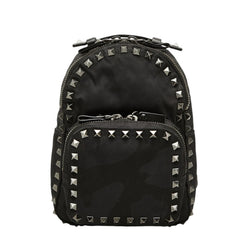 ヴァレンチノ ロックスタッズ カモフラージュ 迷彩 リュック バックパック ブラック系 レザー レディース Valentino 中古