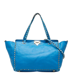 ヴァレンチノ ガラヴァーニ ロックスタッズ ハンドバッグ ショルダーバッグ 2WAY ブルー レザー レディース Valentino 中古