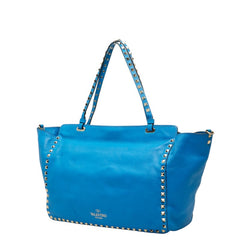 ヴァレンチノ ガラヴァーニ ロックスタッズ ハンドバッグ ショルダーバッグ 2WAY ブルー レザー レディース Valentino 中古