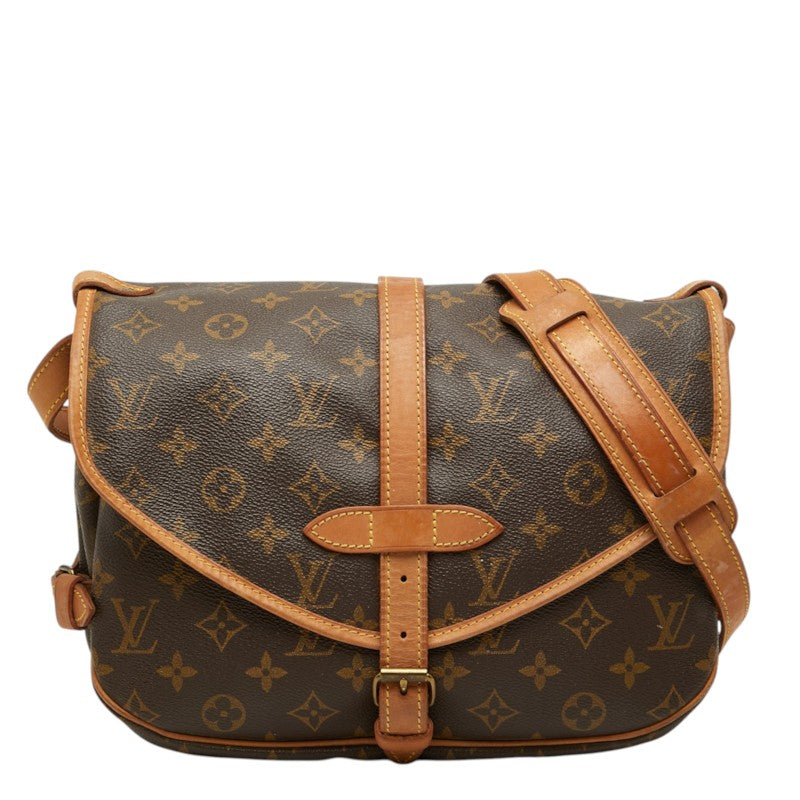 ルイ ヴィトン モノグラム ソミュール30 斜め掛け ショルダーバッグ M42256 ブラウン PVC レザー レディース LOUIS VUITTON 中古